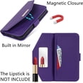 thumbnail image 2 of Crossbody Wallet for Samsung Galaxy S10 Case with Adjustable Lanyard Strap Credit Card Holder 6.1",PU Leather Handbag Purse Kickstand Make Up Mirror Cover Case for Men Women Girl,Purple, 2 of 14
