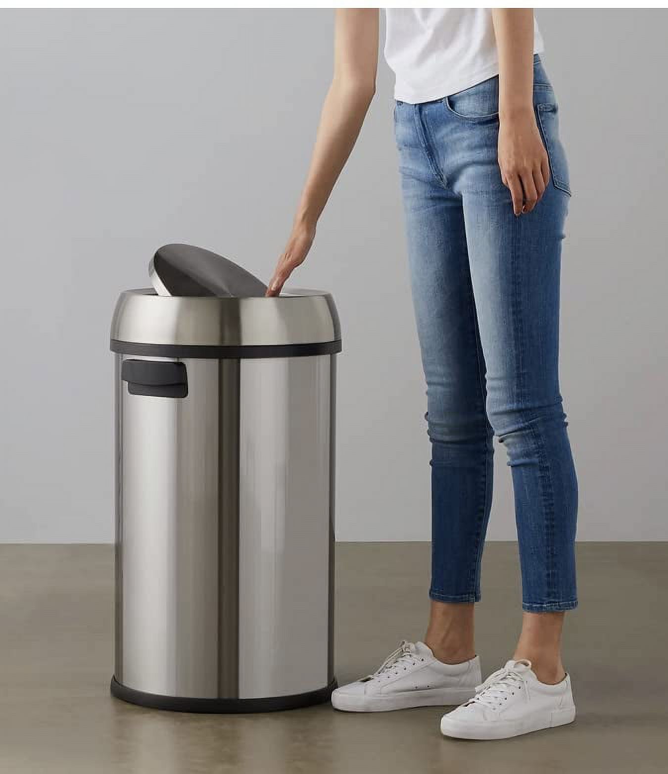 Simpli-Magic Open Top Stainless Steel Garbage Bin with Soft-Close Trash ...