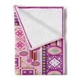 thumbnail image 2 of Afghan Soft Flannel Fleece Throw Blanket, Traditional Oriental Design with Simplistic Geometric Shapes Motif, Cozy Plush for Indoor and Outdoor Use, 70" x 90", Multicolor, by Ambesonne, 2 of 5