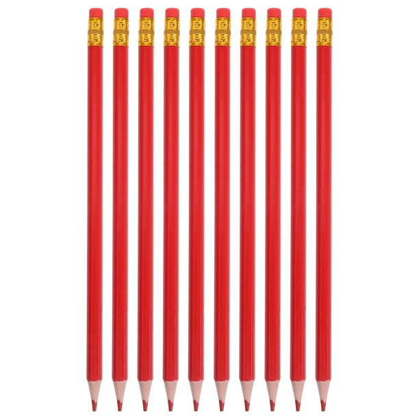 12 piezas de lápices redondos Hb lápices de grafito lápices de madera con borradores lindo lápiz para dibujo escolar bocetos oficina suministros de boda rojo