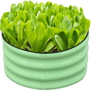 SnugNiture 2x2x1ft Round Galvanized Raised Garden Bed Kit Outdoor, Metal Planter Box for Planting Plants Vegetables, Brown