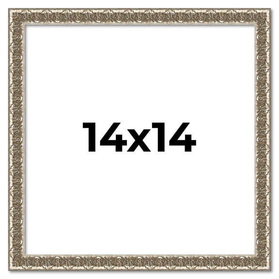 14x14 Frame Silver Versailles Ornate Solid Wood Picture Frame | 1 Inch Moulding Width | Interior