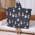 thumbnail image 5 of Dark Blue Ballerina Princess Pattern Hooded Bath Towel，50"x30" for Ages 3 To 12 Kids, Quick Dry Lightweight Soft Microfiber Hood Beach Towel Cover Up for Kids, 5 of 7