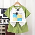 thumbnail image 2 of Akiihool Short Sets Toddler Boy 2 Piece Outfits Vacation Toddler Baby Boy Clothes Short Sleeve Top Shorts Cute Summer Outfit Set (Green,5-6 Years), 2 of 4