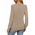 thumbnail image 3 of Women'S Puff Long Sleeve Tunic Tops Pleated Crew Neck Blouses Dressy Casual Loose Fit Winter and Spring Shirts Khaki L, 3 of 4
