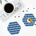 thumbnail image 4 of Zufioo Blue Squares Print Leather Coaster Set, Decorative PVC Coasters 4-pack - Scald and Stain-resistant, Suitable for Home, Cafes, Restaurants-Hexagon, 4 of 6