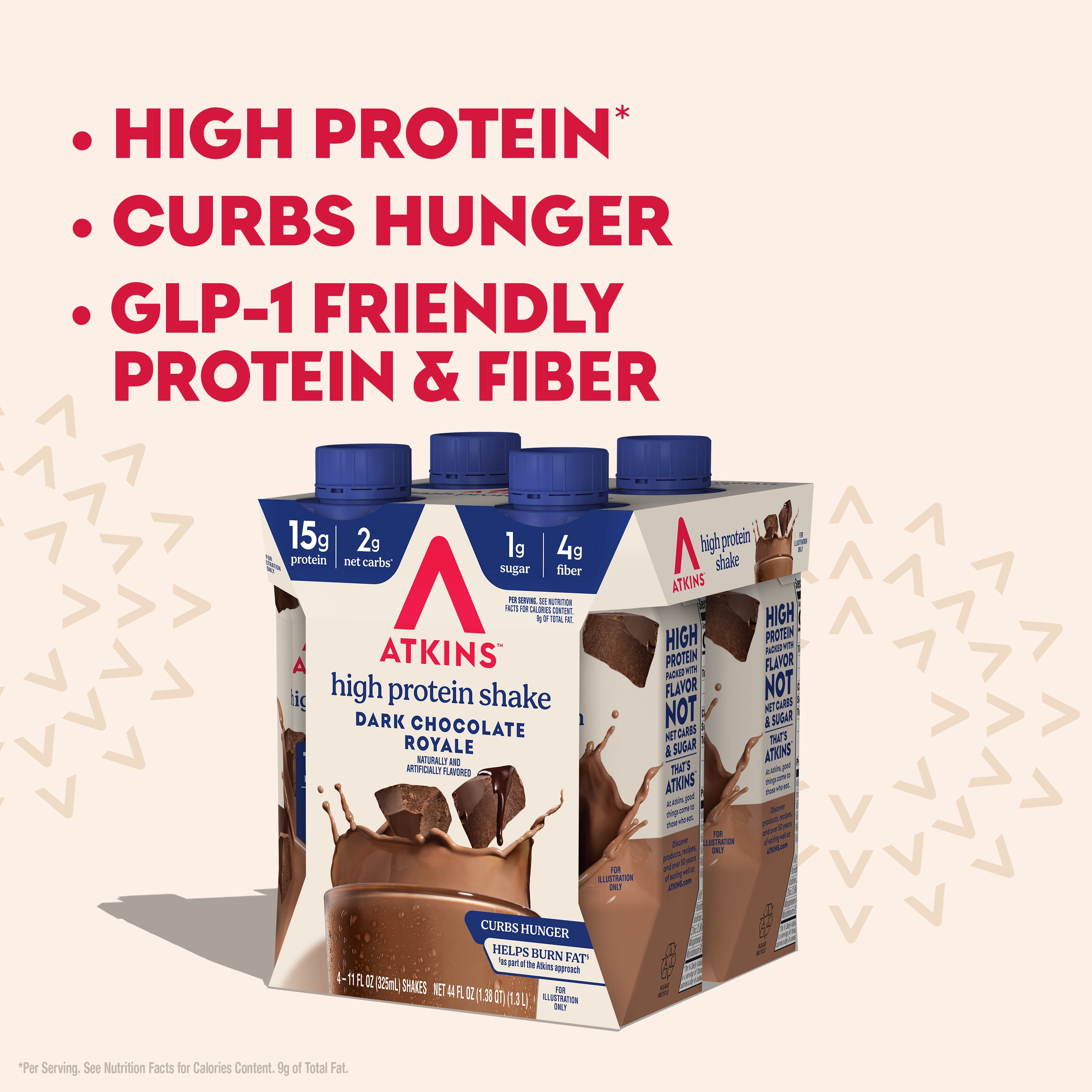 Atkins High Protein Shake, Chocolate Royale Flavor, 15g of Protein, 1g Sugar, Low Carb and Low Sugar Protein Shakes, Keto Friendly, 12 Count