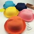 thumbnail image 4 of Sun Visor Little Children Summer Girls Straw Hats Cat Ears Baby Hat ROSE RED, 4 of 8