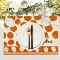 thumbnail image 5 of 2 Pcs Fall Harvest Linen Placemats, Cute Maple Leaf Pumpkin Print Insulated Table Mats for Thanksgiving Party Catering Decorations, 5 of 6
