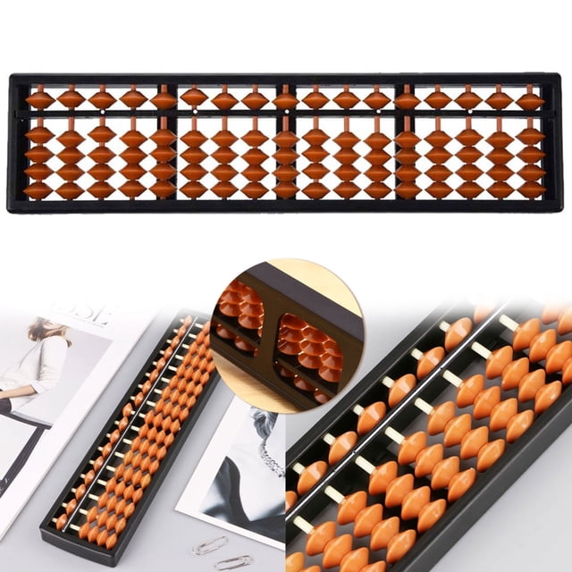 Cosmug 17 Digit Soroban Abacus,Traditional Beads Column Design for Math Learning and Calculation Practice,Soroban Abacus,Math Aid,Brown,1PC