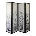 thumbnail image 2 of 70" Tall 4-Panel Screen / Room Divider, Floral Design with Black finish, 2 of 2