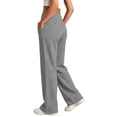 thumbnail image 4 of Diufon Womens Wide Leg Sweatpants High Waisted Drawstring Travel Pants Soft Comfy Loose Joggers with Pockets, 4 of 9