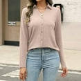 thumbnail image 6 of Comdrip Long Button Down Shirts for Women, Womens Long Sleeve Tops Button Down Shirts Casual Fall Tops Trendy Tops Button Down Women Beige L, 6 of 8