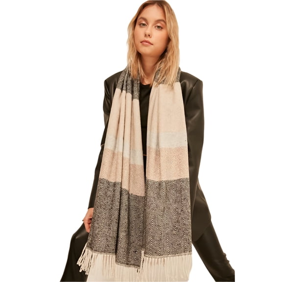 Wear Sierra Women's Soft Textured and Stylish Herringbone Patterned Thick Shoulder Shawl,Scarf