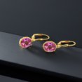 thumbnail image 4 of Gem Stone King 18K Yellow Gold Plated Silver Pink Mystic Topaz Leverback Dangle Earrings for Women (3.60 Cttw, Gemstone Birthstone, Oval 9X7MM), 4 of 5