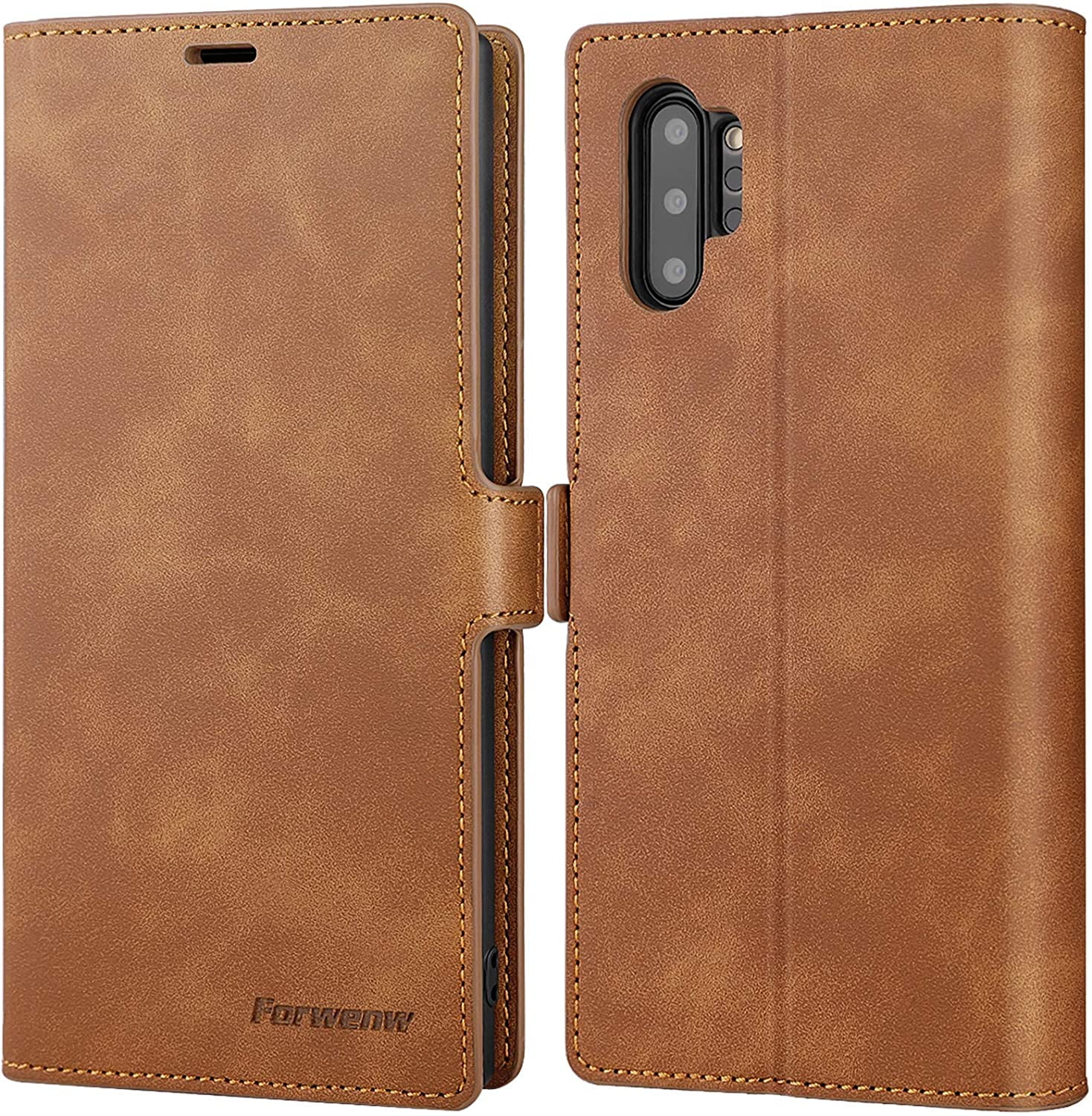 Cover for Samsung Galaxy Note10 Plus Leather Kickstand Mobile Phone Cover Card Holders Extra-Durable Business with Free Waterproof-Bag Samsung Galaxy Note10 Plus Flip Case 