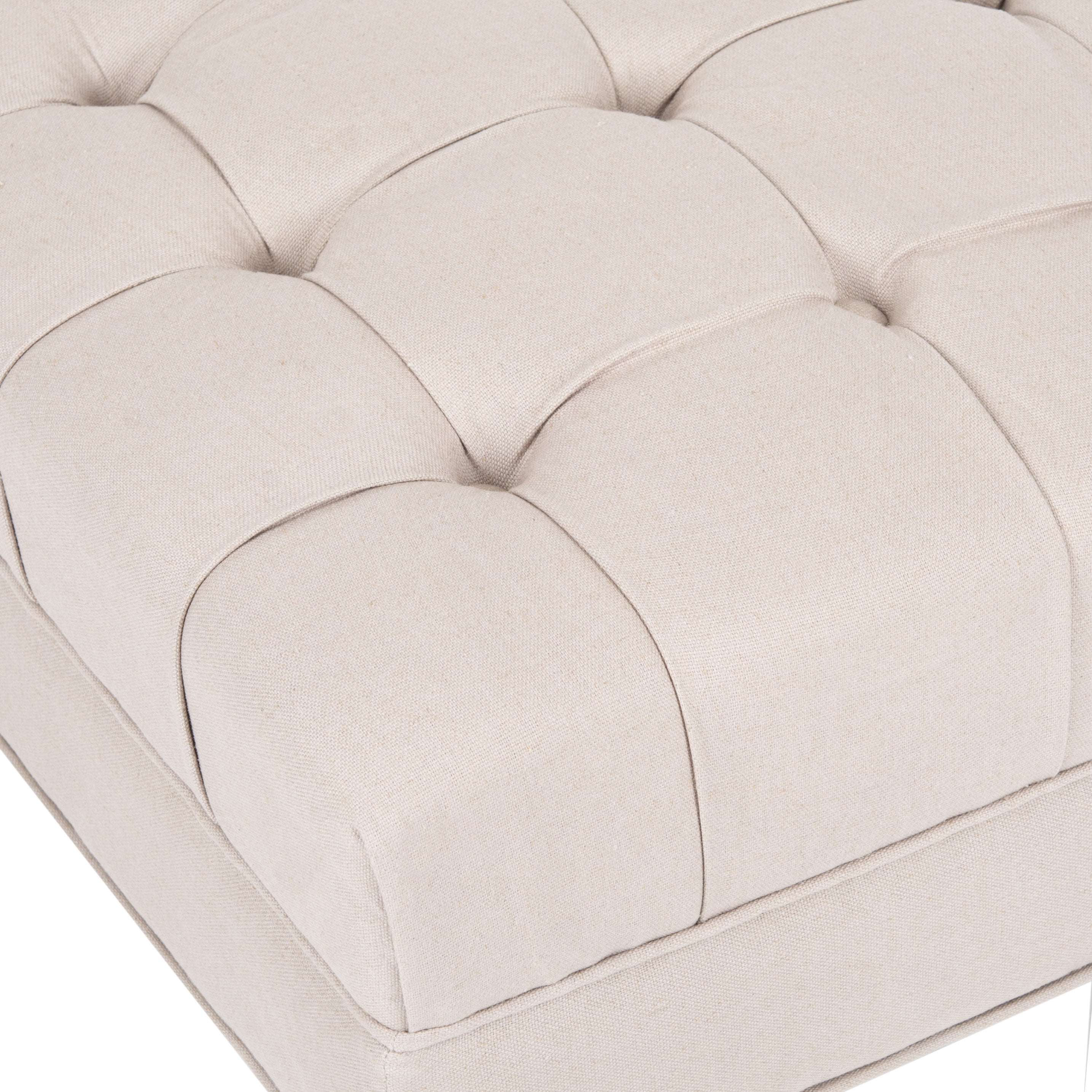 SAFAVIEH Clark Classic Glam Tufted Cocktail Ottoman w/ Casters, Taupe