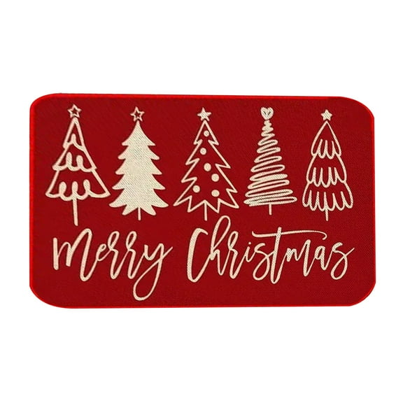 Dpityserensio Merry Christmas Doormat Red Xmas Tree Floor Mat Non Front Door Rugs For Indoor Outdoor Kitchen Bedroom Bathroom Holiday Happy Time Supplies