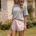 thumbnail image 5 of Lace Shorts for Women Silky Low Rise Boxer Y2k Shorts Summer Causal Lounge Pajama Shorts, M, 5 of 6