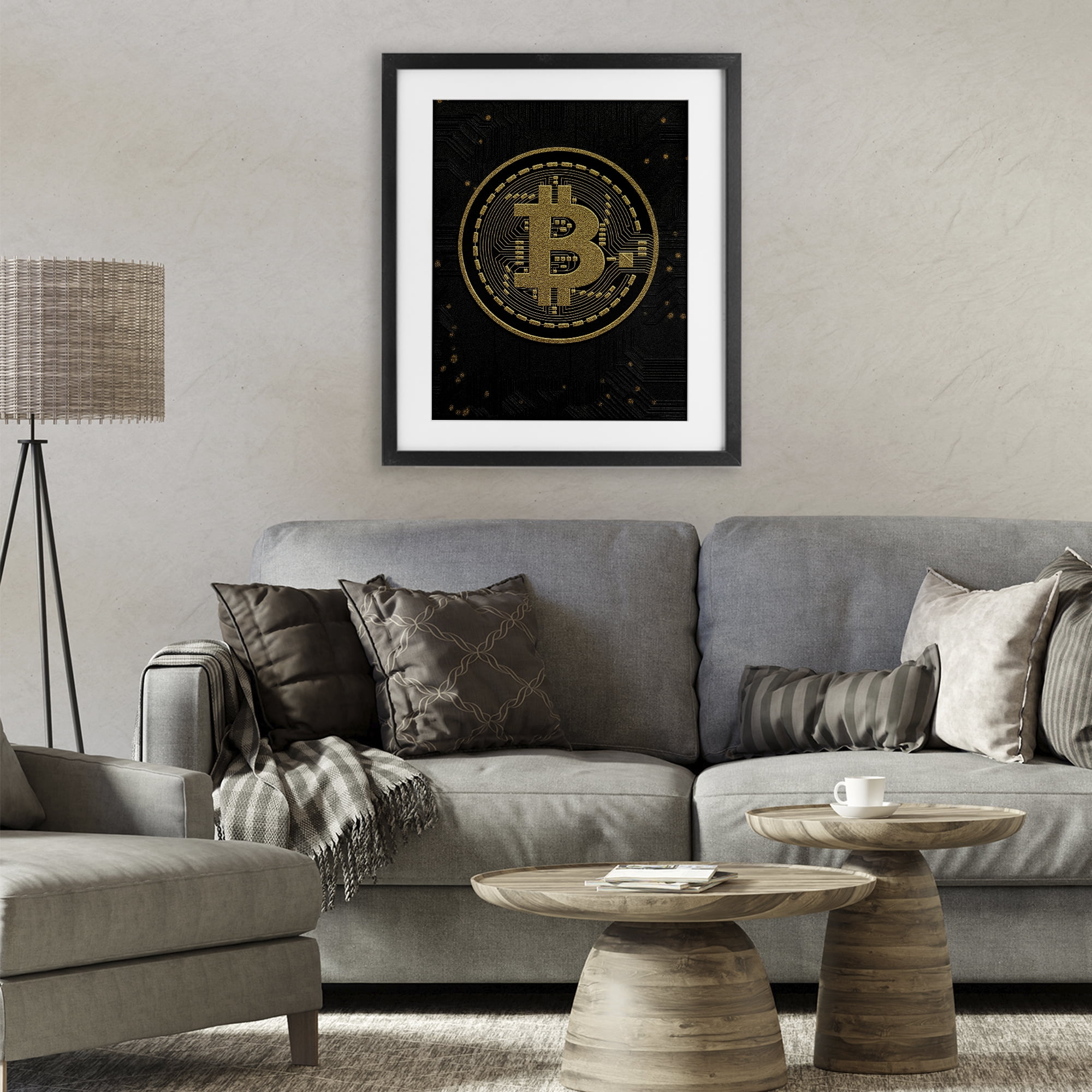 Stupell Industries Bold Golden Digital Currency Black Framed Print Under Glass, design by Svetlana Aleynikova