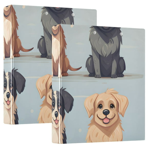 Dogs 3 Ring Binders 1.5 inch Hardcover File Folders with Interior Pockets A4 Size Organizer for School Office Hospital Set of 2