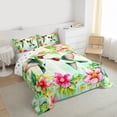 thumbnail image 3 of Castle Fairy Animal Green Hummingbird Twin Comforter Sets,Pink Floral Flowers Bedding Set, 3 of 8