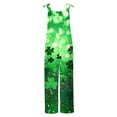 thumbnail image 5 of lcziwo Women's St. Patrick's Day Cute Jumpsuits Lucky Irish Clover Graphic Rompers Casual Adjustable Straps Wide Leg Overalls Cotton Linen Summer Beach Outfits Green XL, 5 of 6