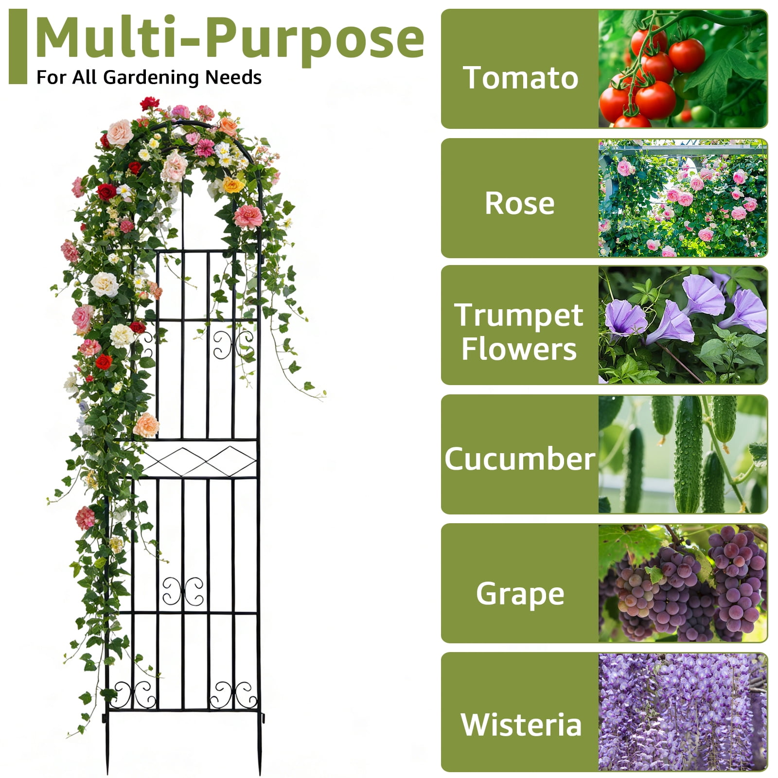 XYJBHB Heavy Duty 87" Metal Plant Trellis 2-Pack, Rustproof Cucumber & Tomato Support for Garden Vegetables