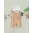 thumbnail image 2 of Cenuakty Infant Baby Summer Hood Romper, Contrast Color Short Sleeve Jumpsuit with Kangaroo Pocket for Boys Girls, 2 of 8