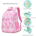 thumbnail image 3 of Forestfish Teen Backpack Set with Insulated Lunch Bag & Pencil Case, Water-Resistant Nylon School Bag（Daisy B/Pink）, 3 of 7