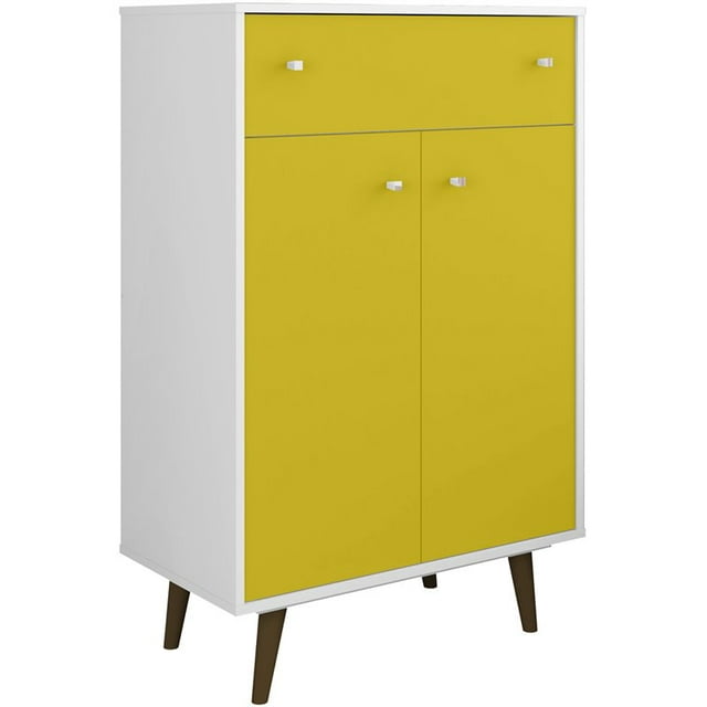 Manhattan Comfort Armoire de Rangement de Liberté en Blanc et Jaune