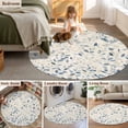 thumbnail image 5 of Blue Botanical Round Area Rug 4 FT, Non Slip Indoor Outdoor Rug, Farmhouse Spring Summer Plant Washable Soft Circular Carpet Non-Shedding Floor Mat for Coffee Table Nursery Foyer Balcony, 5 of 8