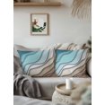 thumbnail image 3 of 1 Pack Outdoor Throw Pillow, Teal Blue Ombre Cream Waterproof Pillow with Insert Included, Modern Geometric Brown Aesthetic Decorative Accent Cushion Sofa Pillows for Patio Porch, 16 x 16 In, 3 of 8