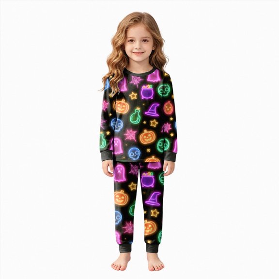 mgoYE Halloween Kid Boys Girls Pajamas Printed Pajamas 2-piece Loose-fit Pajama Set, Soft & Cute for Kids 3-4 Years