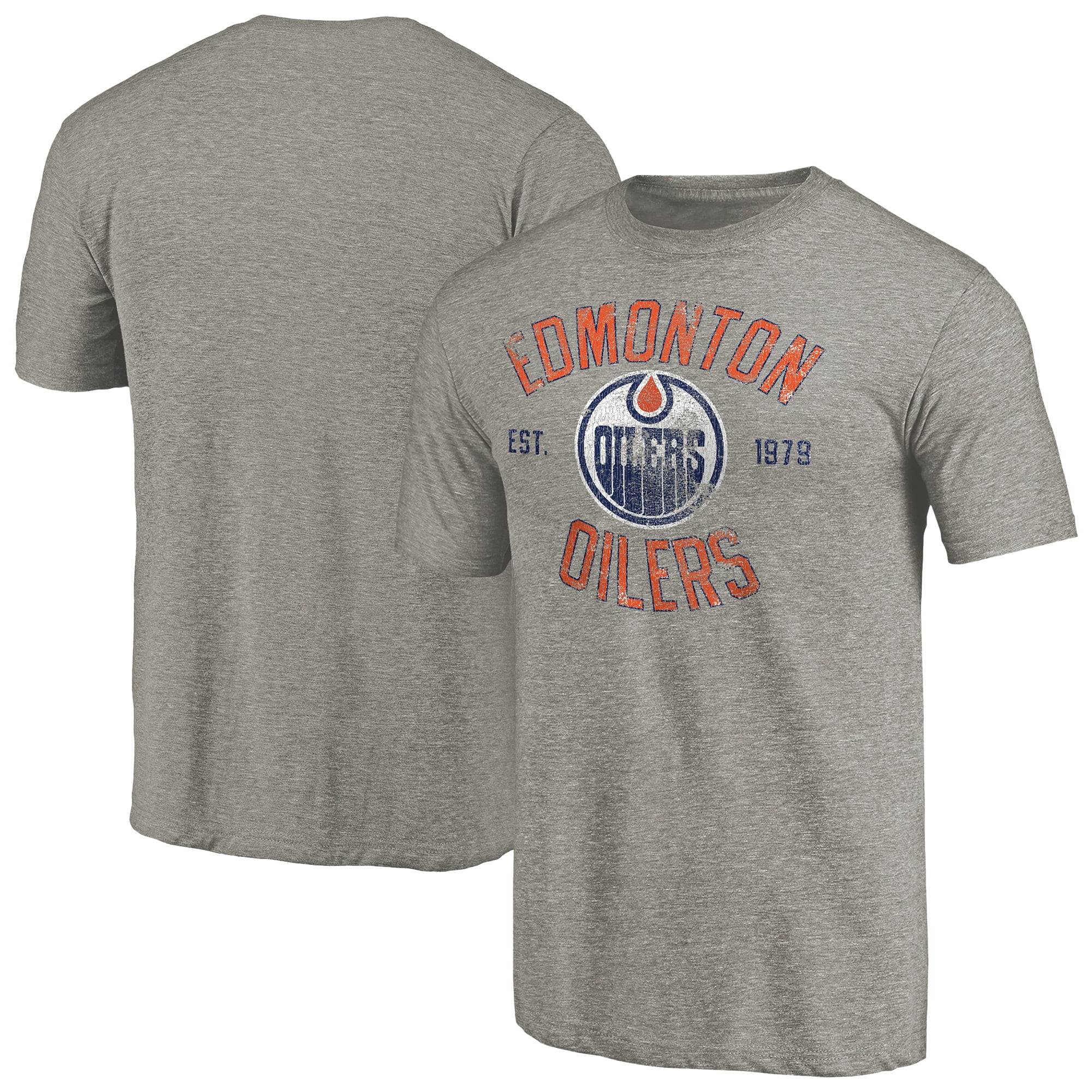 Men's Ash Edmonton Oilers Heritage Tri-Blend T-Shirt