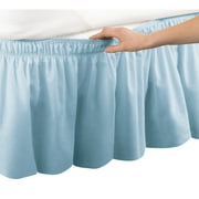 Collections Etc Wrap Around Bed Skirt, Easy Fit Elastic Dust Ruffle, Blue, Queen/King