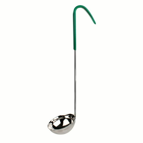 Excellante 4 oz, one piece color coded ladle, green handle, stainless steel, comes in each