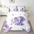 thumbnail image 2 of Erosebridal Cartoon Elephant Bedding Sets Twin Size,Initial Letter M Comforter Sets with Sheets,Plant Floral Bed in a Bag Twin Size For Kids,Breathable Room Decorative Reversible,7-Piece, 2 of 7