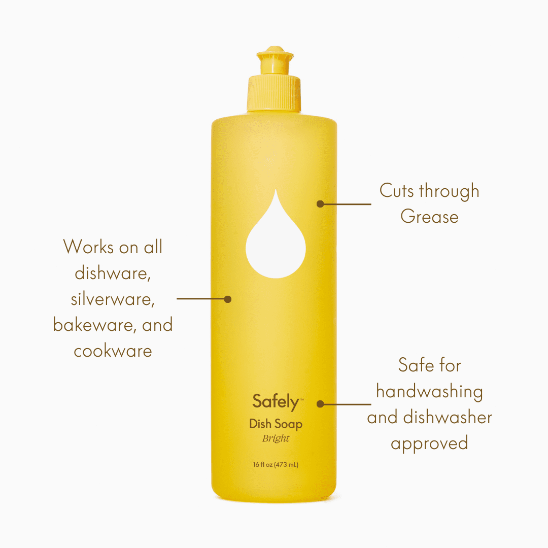 Safely Dish Soap, Handwashing and Dishwasher-Approved, Bright Scent, 16 fl oz