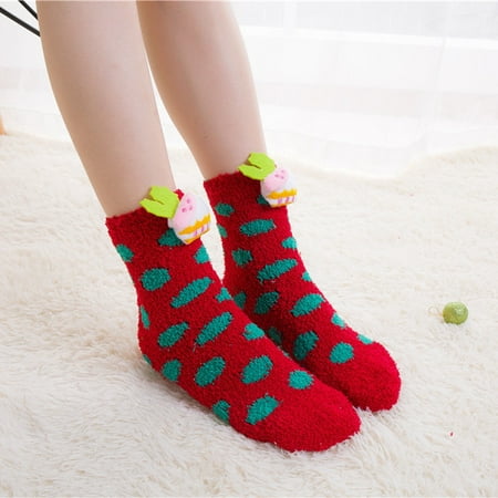 

ERTUTUYI Parent-Child Christmas Socks Women S Tube Socks Coral And Velvet Thickened Three-Dimensional Doll Sleep Socks Blue