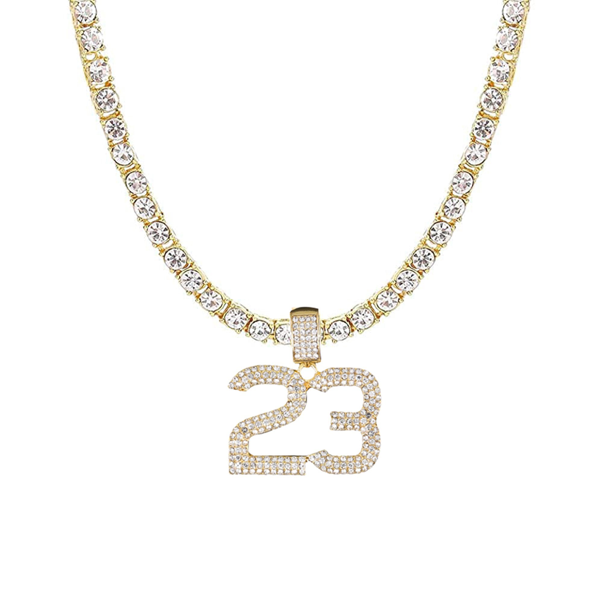 Charles Raymond Iced Out 23 Pendant on Tennis Chain for Men or 