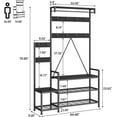 thumbnail image 2 of Industrial Coat Rack & Hall Tree, 5-in-1 with Storage Bench, 8 Hooks, 4 Shelves, Small Cute Design for Entryway & Small Spaces, 2 of 7