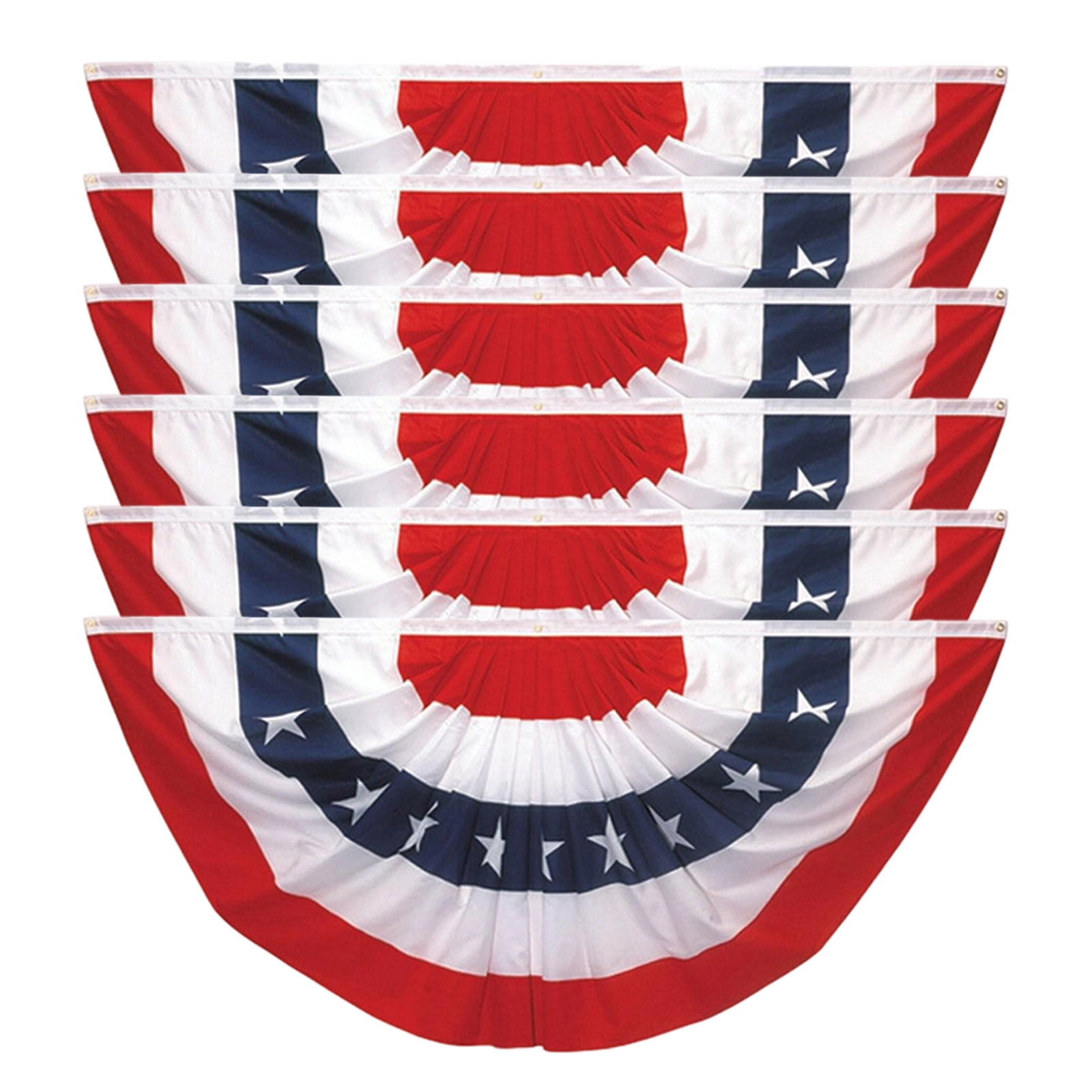 Gallickan 6 Pack Independence Day Fan-Shaped Patriotic Flag 60x120cm USA American Flag for Outdoor Garden Decor
