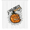 thumbnail image 3 of Ambesonne Halloween Shower Curtain, Scary Pumpkin with Bats, 69"Wx84"L, White Orange Dark Grey, 3 of 3