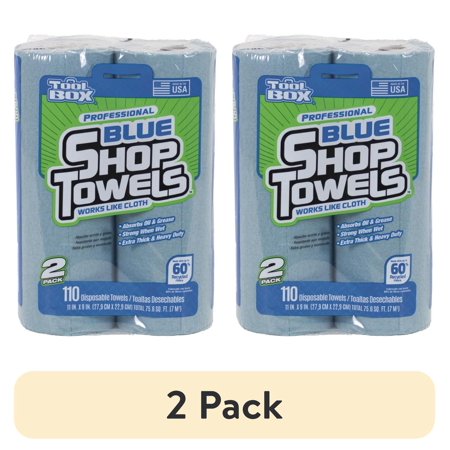 (2 pack) ToolBox® Blue Shop Towel, 2 Rolls per Pack (55 Sheets per Roll)