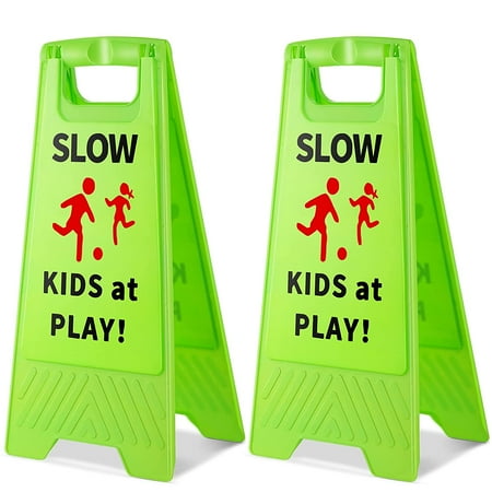 2 Pieces Slow Kids at Play Signs Safety Slow Down Sign Double-Sided ...