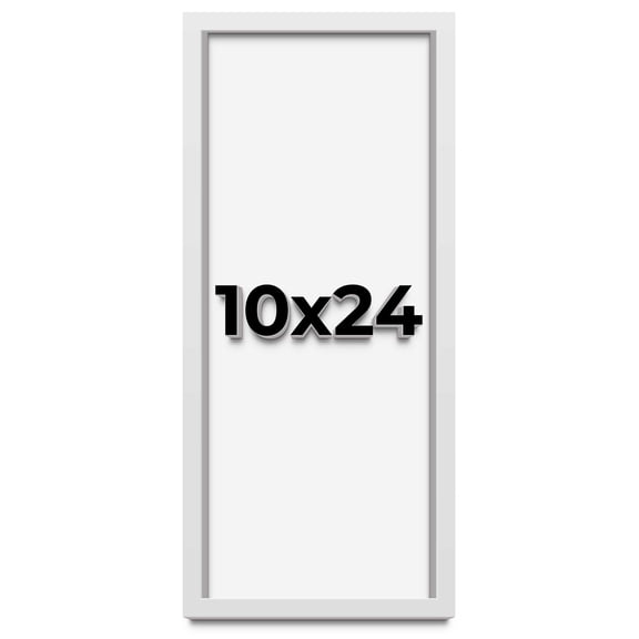 10x24 Shadow Box Frame White | 1 Inches Deep Real Wood Contemporary Shadowbox Display Frame | UV