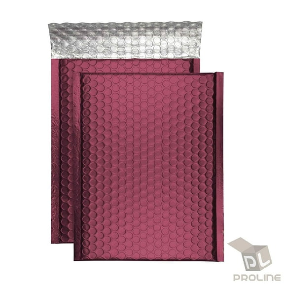 ProLine® Matte Metallic Bordeaux Wine Red Poly Bubble Mailers Envelopes 8.5" x 12" (10 Mailers)
