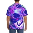 thumbnail image 3 of Kdxio Men's Hawaiian Shirt for Men Short Sleeve Shirt Swirl Print Blue Purple1 Summer Casual Holiday Beach Button Down T-Shirts, 3 of 5