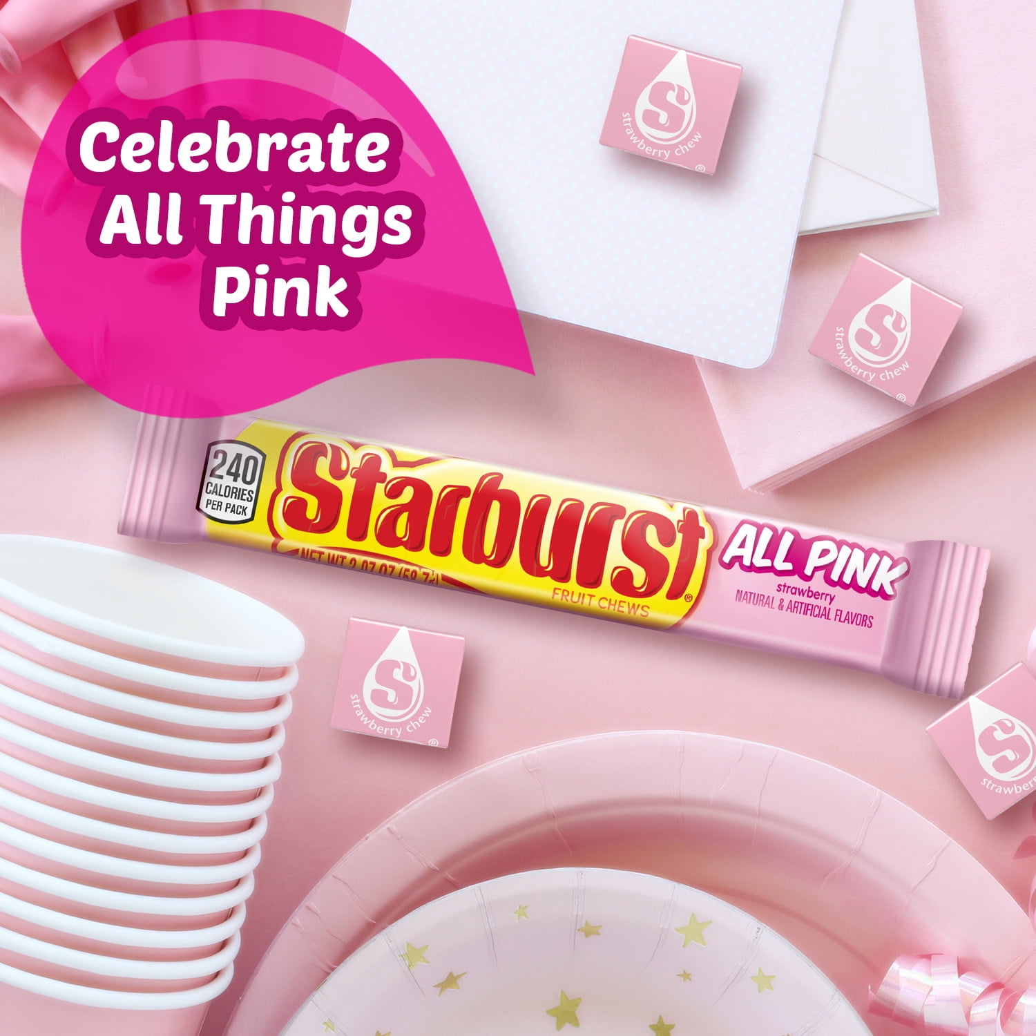 Starburst All Pink Fruit Chews Chewy Candy, Full Size - 2.07 oz